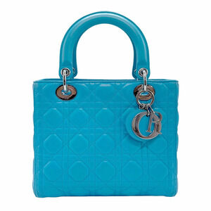 Christian Dior Lady 2way Shoulder Bag lambskin blue